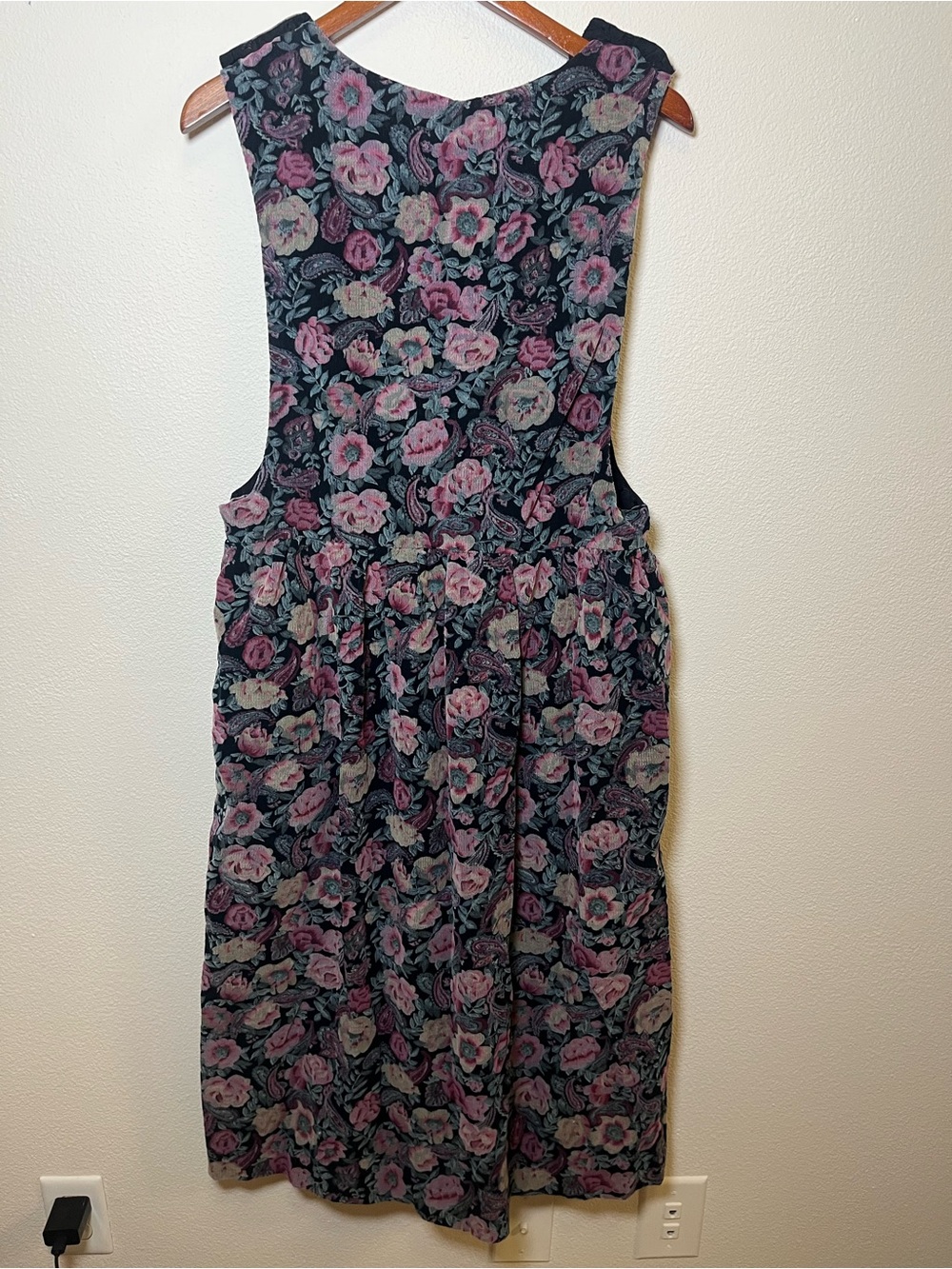 Vintage Floral Tapestry Pinafore Jumper Dress - Dark Floral Whimsigoth 90s/Y2K